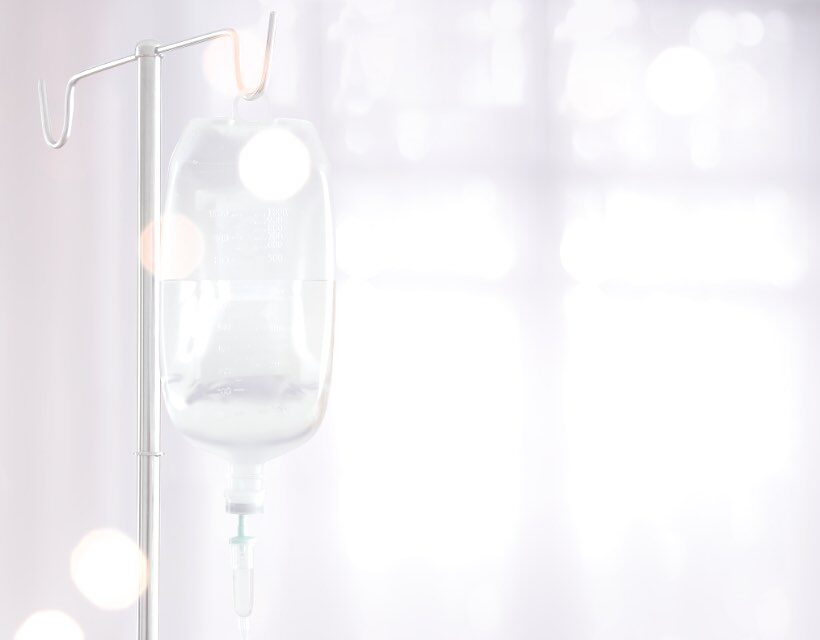 saline bag in emergency room at hospital