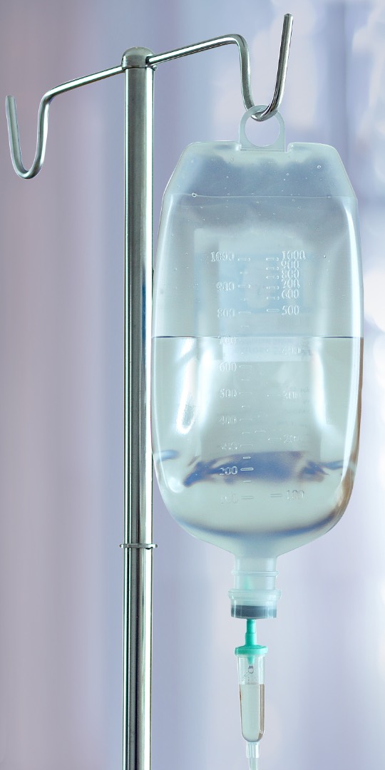 saline bag in emergency room at hospital